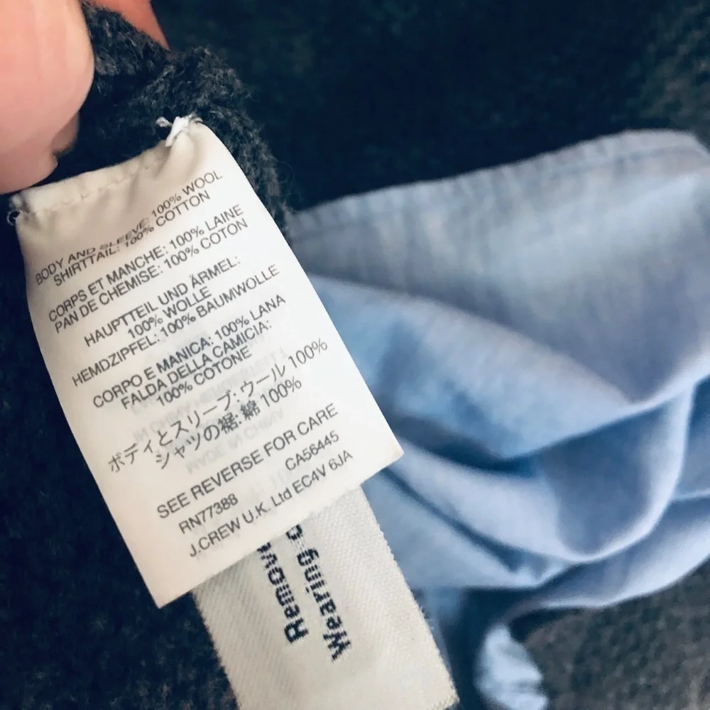 J Crew Navy Lambswool Shirttail Sweater Size S